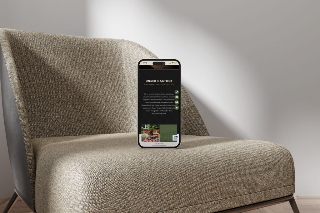 Mobile Webdesign Darstellung der Website für den Laupheimer Brauereigasthof auf Smartphone