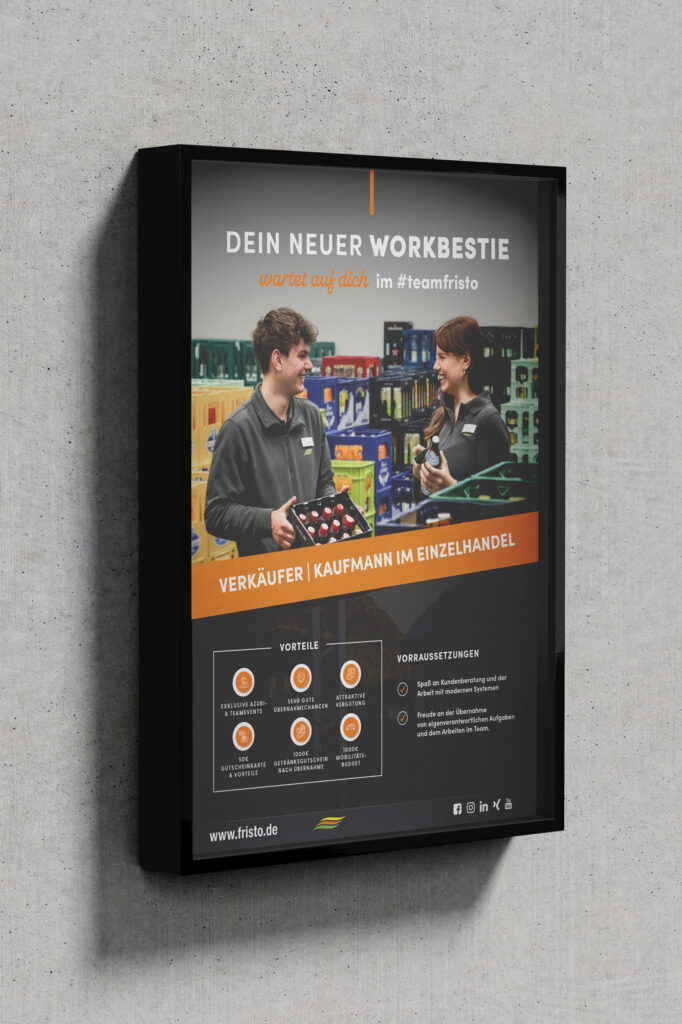 Werbeplakat von FRISTO zur Mitarbeitergewinnung im Einzelhandel